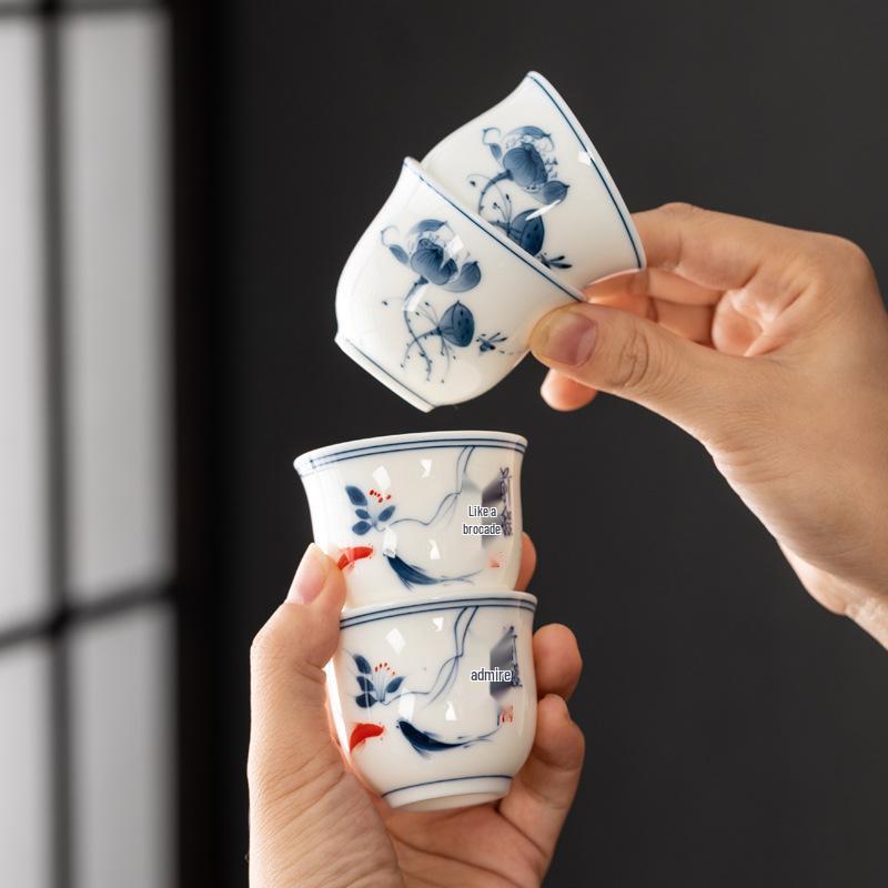 Hand-Painted Retro Ceramic Kung Fu Tea Cup Set