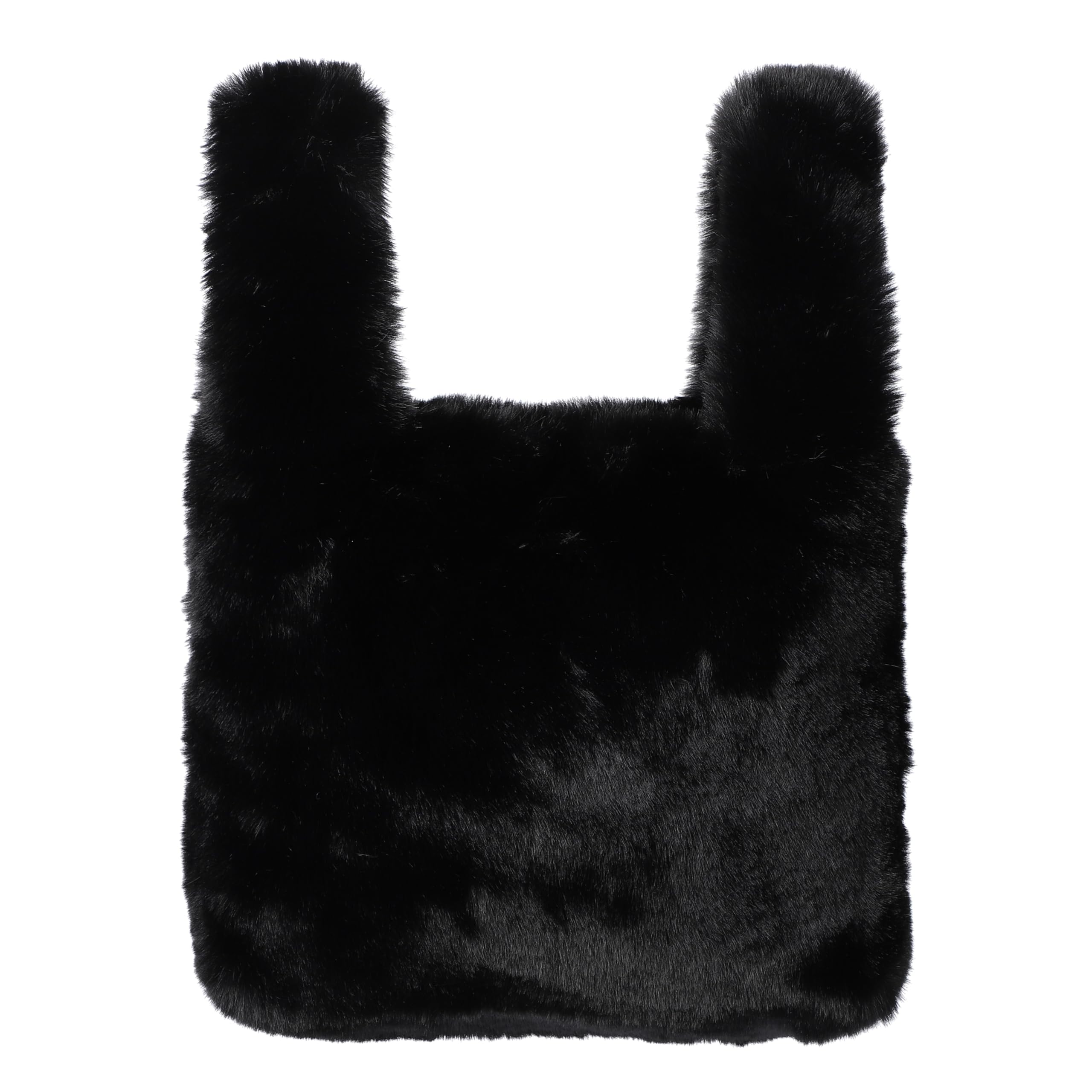 

Harugio Fluffy Fur Tote Bag, Women s Handbag, Knit Bag, Boa, Available in Black, White, and Brown, Korean Style, Stylish, Cute, Trendy, Gift (Black)