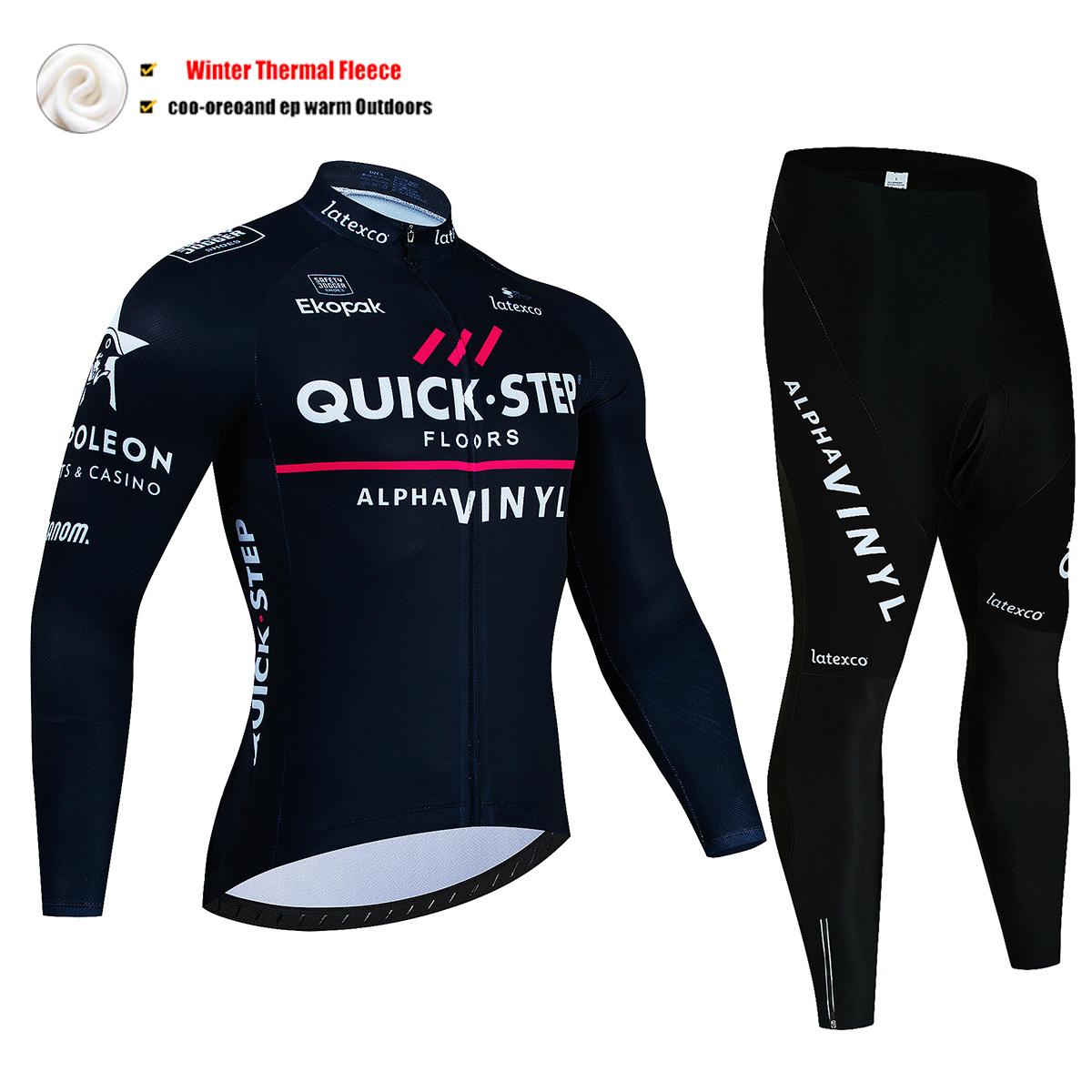 

QUICK STEP Зимний термобелье из флиса для велоспорта Maillot Ropa Ciclismo Сохраняйте тепло MTB Одежда для велосипедистов Велосипедный комплект Asian size -S