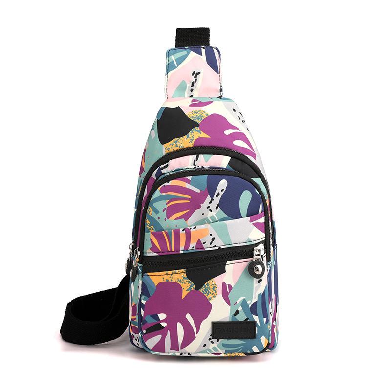 Chest Bag Women's Fashionable Small Backpack Large Capacity Versatile Shoulder Bag Portable Travel Chest Crossbody Bag Multi-layer Printed Armpit Bag