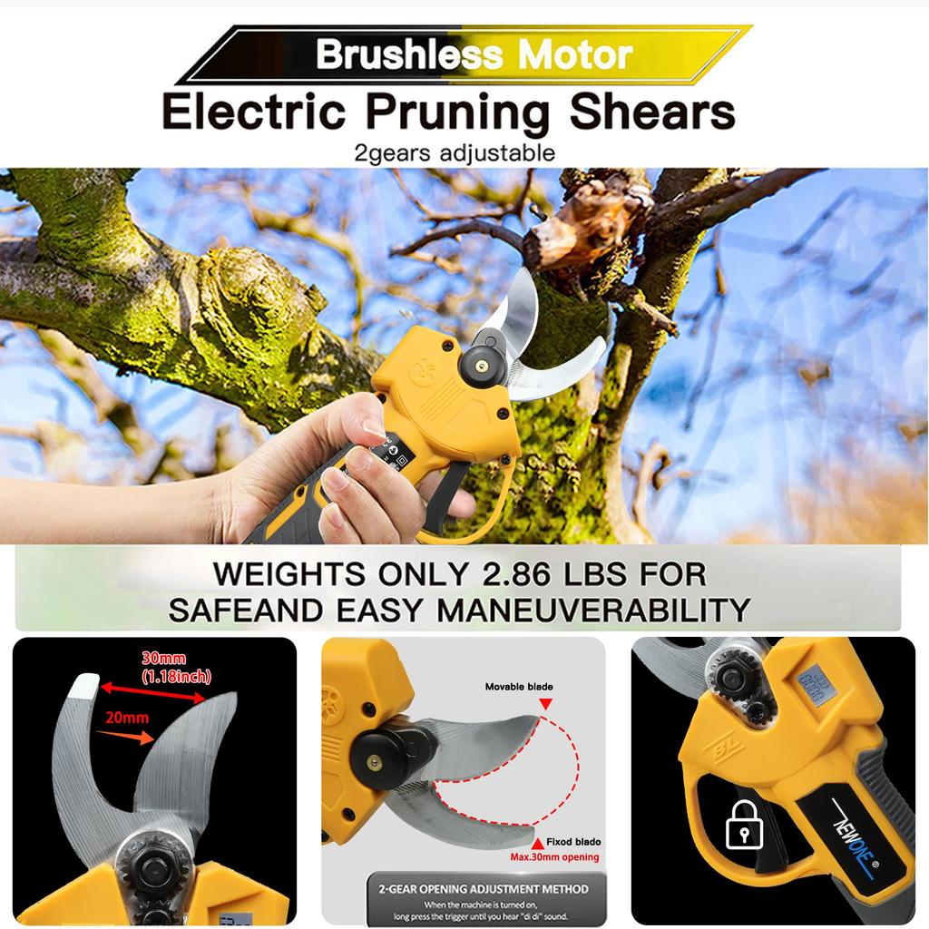 NEWONE18V wireless scissors with LXT battery compatible LCD display screen, maximum cutting diameter: 30mm, 2-speed switch adjustment