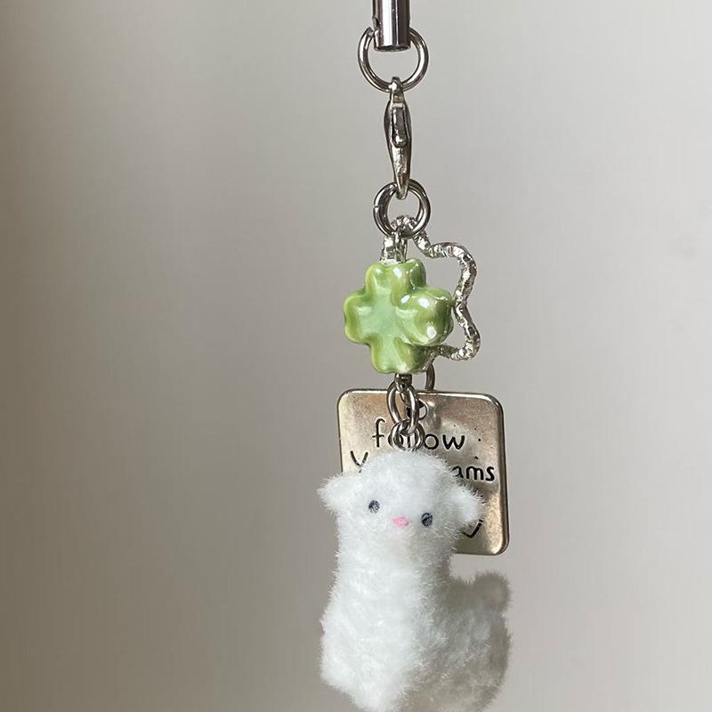 Flockad Tecknad Nyckelring Sött Djurhänge Väskdekoration Nyckelring Telefonkedja Snodd
