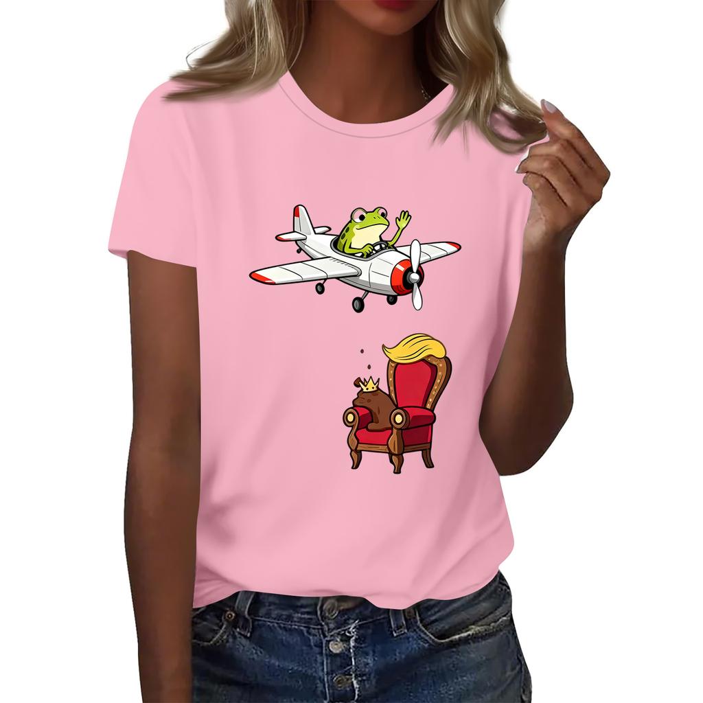 Women's Printed Round Neck Short Sleeve Top