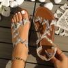 Rhinestone butterfly decorative flat sandals women's large size elastic band outside wearing beach sandals
