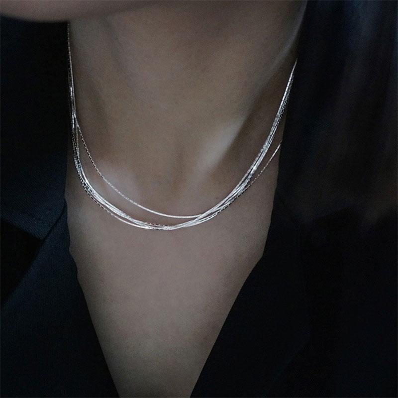 316L Edelstahl Mehrschichtige Schlangenknochen Kette Halskette Armband für Damen Einfache Hip Hop Halskette Großhandel