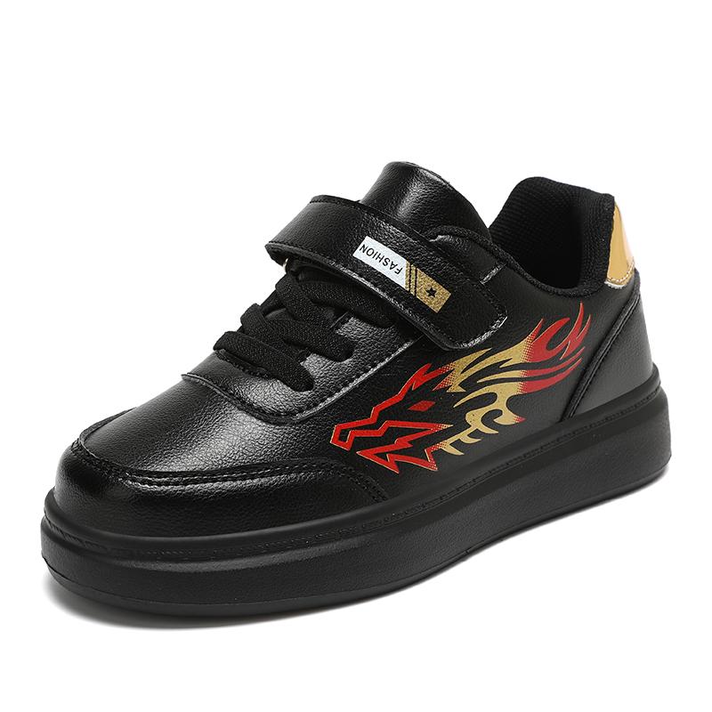

Autumn Children Shoes Boys Sneaker Black White PU Leather Printed Kids Skate Shoes Fashion Design Boy Sports Shoes 39