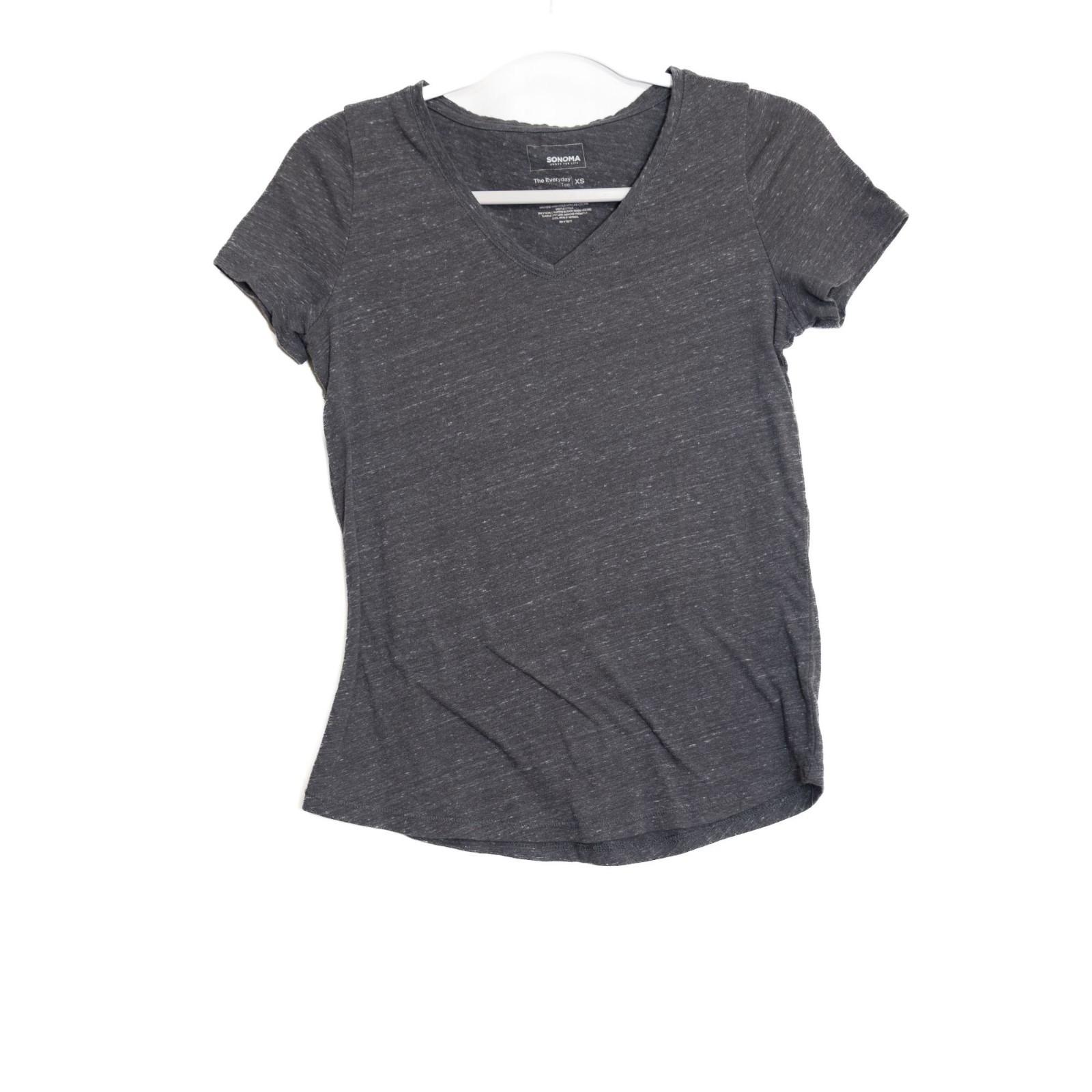 Sonoma Size XS Everyday Soft V-Neck Tee In Heathered Charcoal Womens Slim Fit Ba XL