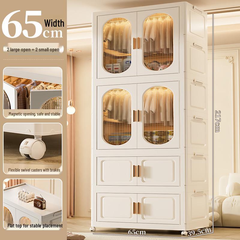 Children's Toy Storage Cabinet: Movable Multi-layer Thickened Wardrobe with Folding Shelves for Home and Bedroom