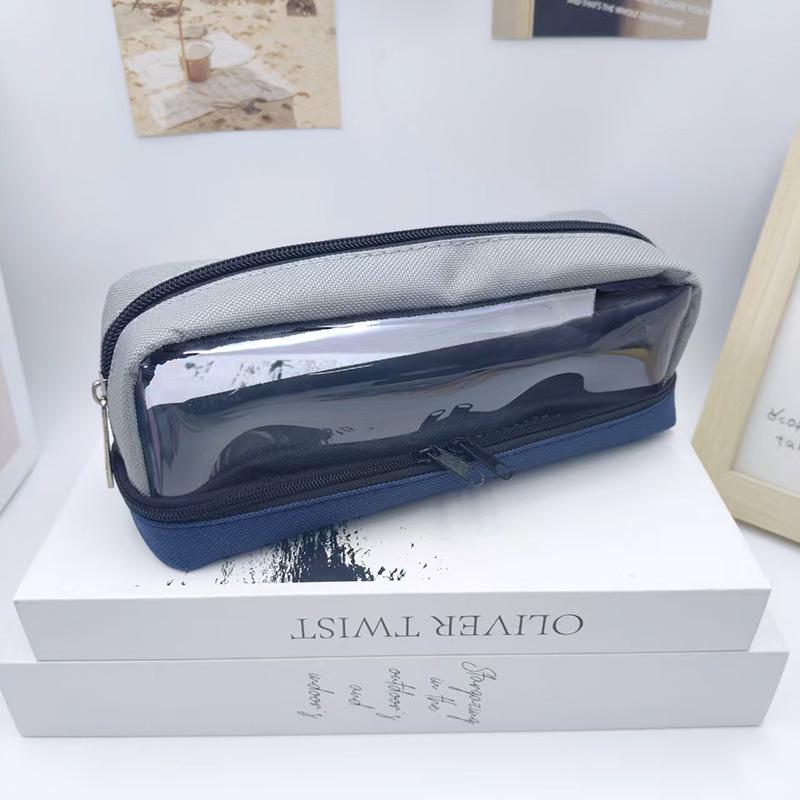 Two-Tone Transparent Large Capacity Pencil Case for Students