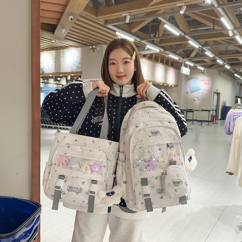 Pain bag girl candy contrasting color large-capacity dopamine schoolbag high value primary and secondary school students two-piece backpack