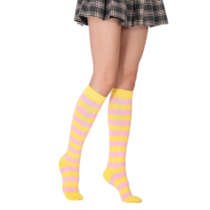 High Striped Socks Sweet Cute Striped Tube Sock Women Colorful Knee High Socks Long Tube Sports Socks for Women Girls