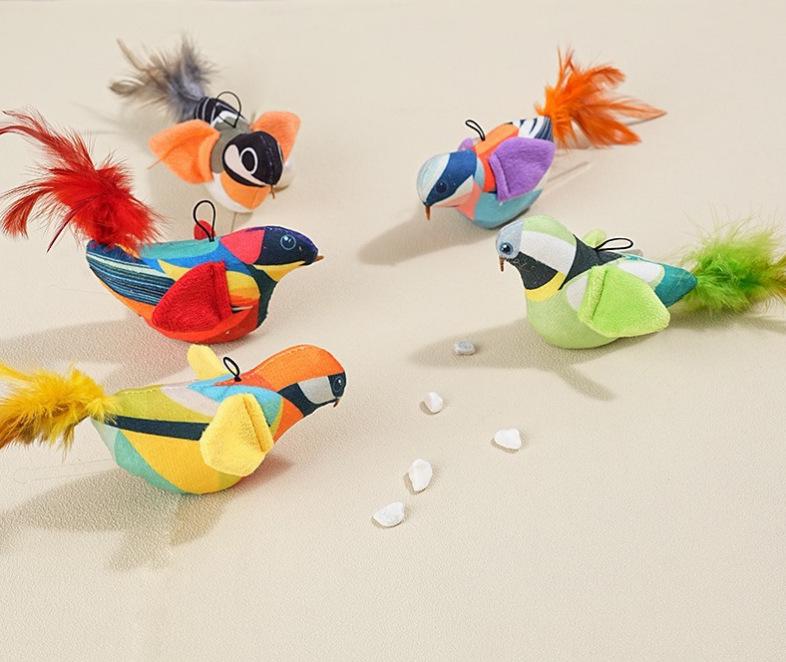 

Трендовая игрушка для кошек: Издающая звуки птица с датчиком вибрации для самостоятельной игры