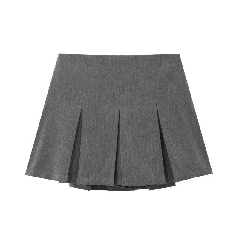 2025 Summer Women's Solid Pleated Midi Skirt - European & American Style