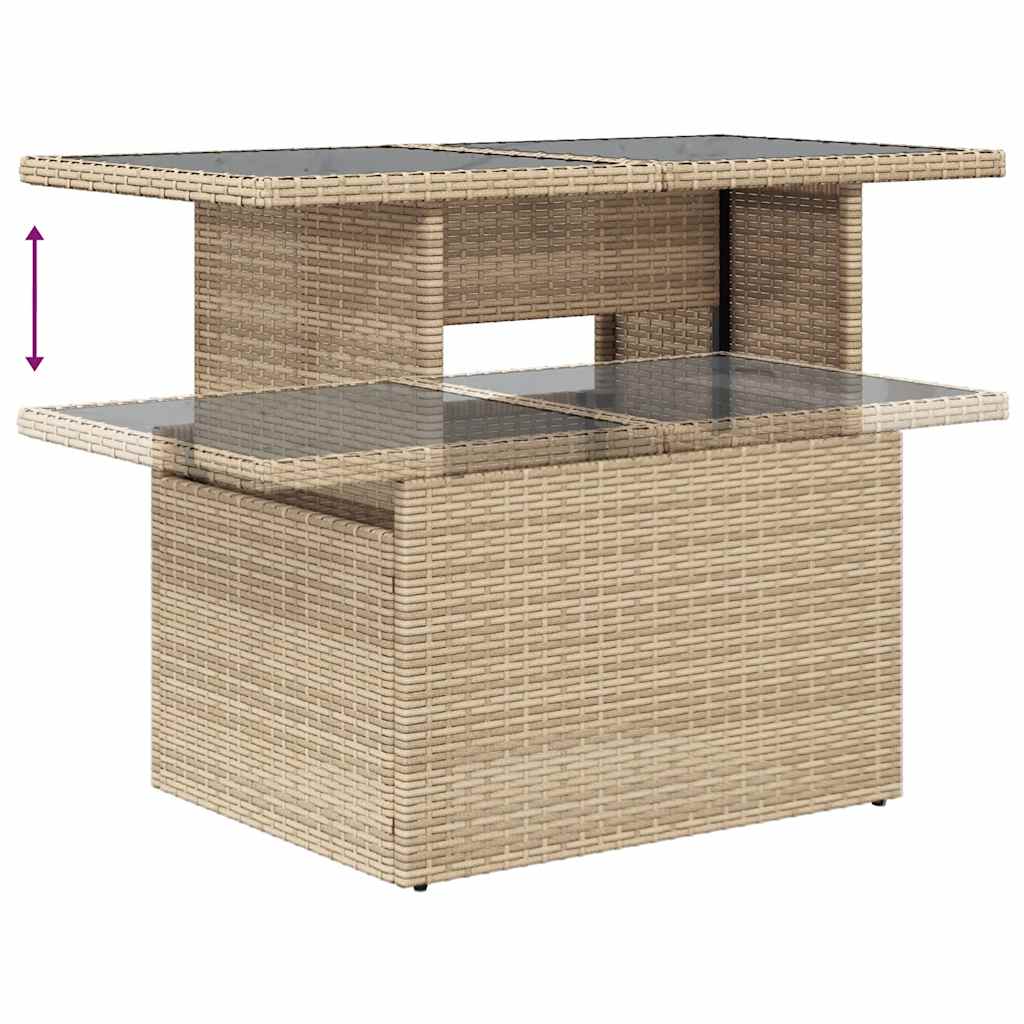 Vidaxl 10-Cz. Garden Furniture Set With Cushions, Beige, Poly Rattan