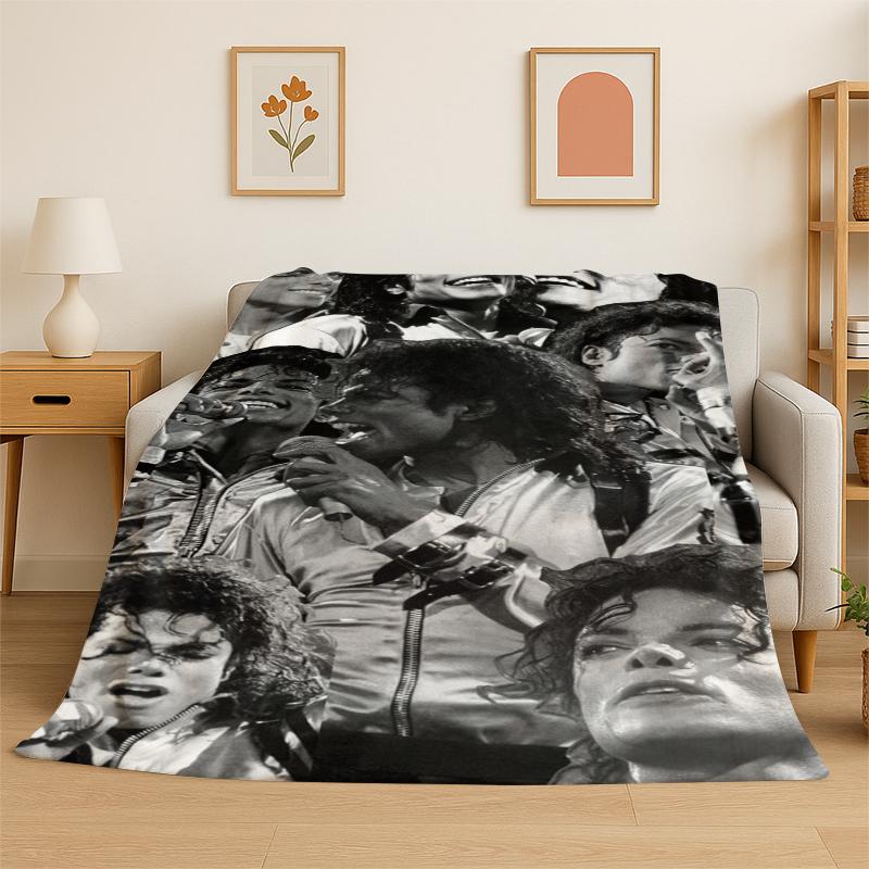 King of Pop Star MJ Michael Jackson Flannel Blanket Soft Warm Throw Blanket for Bedroom Living Room Bed Travel Camping Picnic