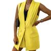 Women Blazer Vest Sleeveless Single Button Flap Pockets Mid-Length Basic Style Breathable Anti-pilling