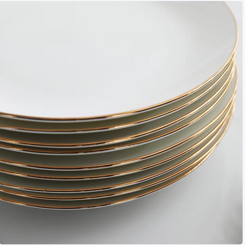 Taishun Gold Rim Ceramic Dinner Plate