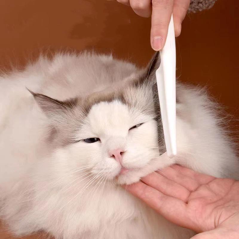 Pet Tear Stain Flea Comb Fine Tooth Stainless Steel Grooming Comb For Dogs Cats Eye Face Hair Debris Removal