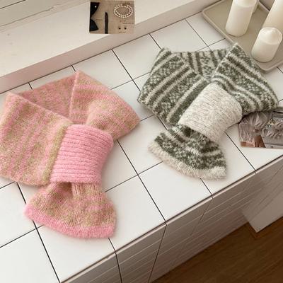Winterschal Kleines Loch Design Verdickter Warmer Druckschal Winddicht Kältebeständig Damen Nackenwärmer