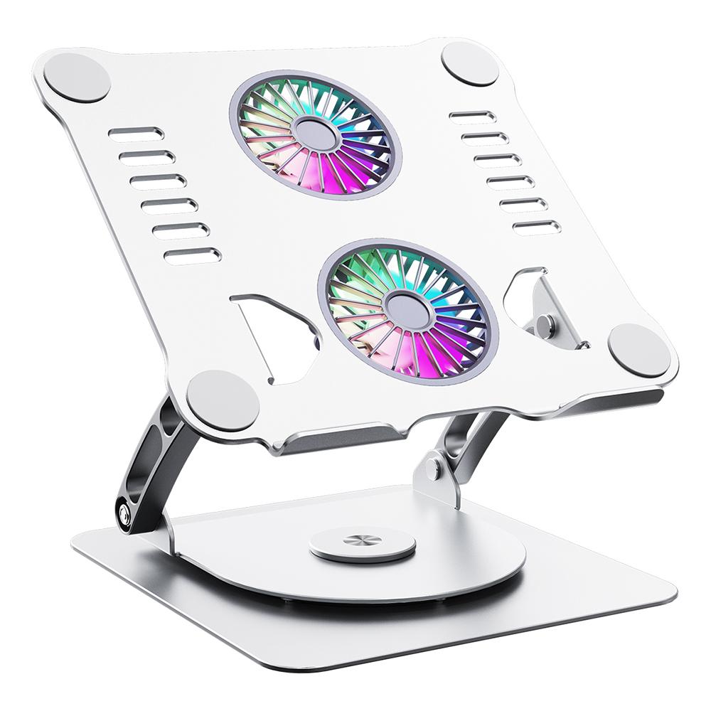 Desktop Aluminum Double Fans Folding Laptop Stand with Cooling Fan