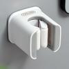 Wall-Mount Broom & Mop Holder - Hole-Free Clip Hook Bracket for Bathroom Storage