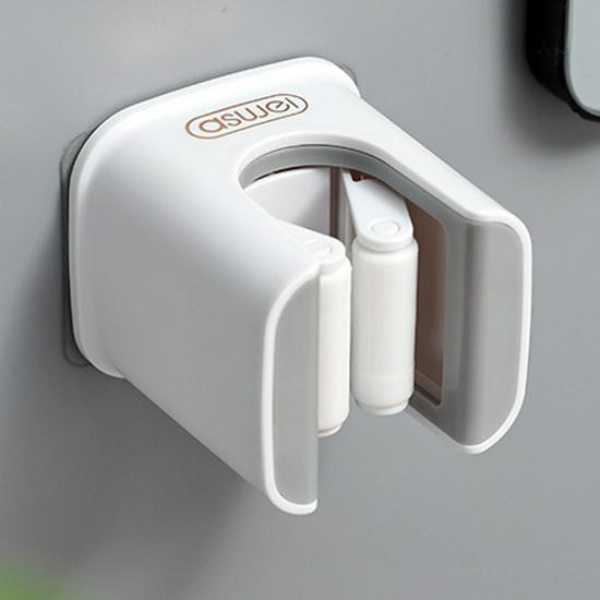 Wall-Mount Broom & Mop Holder - Hole-Free Clip Hook Bracket for Bathroom Storage