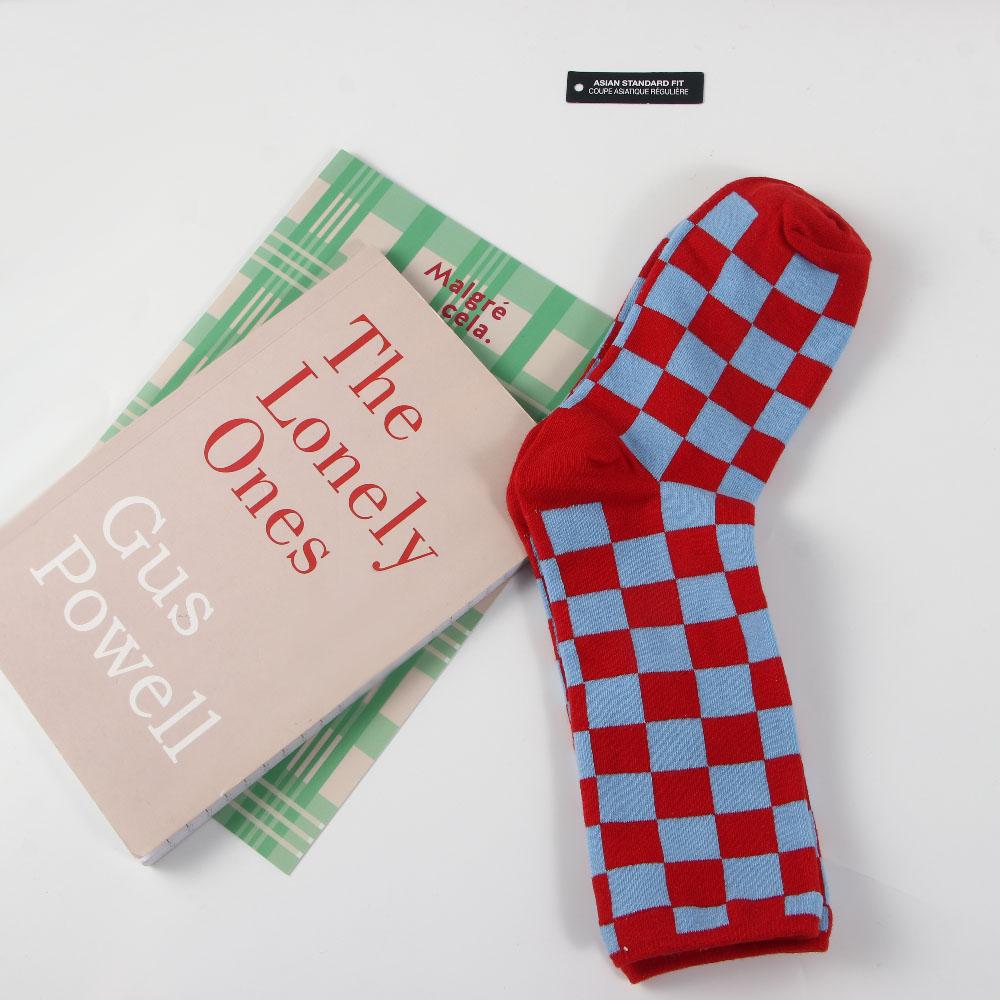 

Harajuku checkerboard socks ladies hip pop streetwear cotton tube socks plaid hosiery college style Japanese trendy socks
