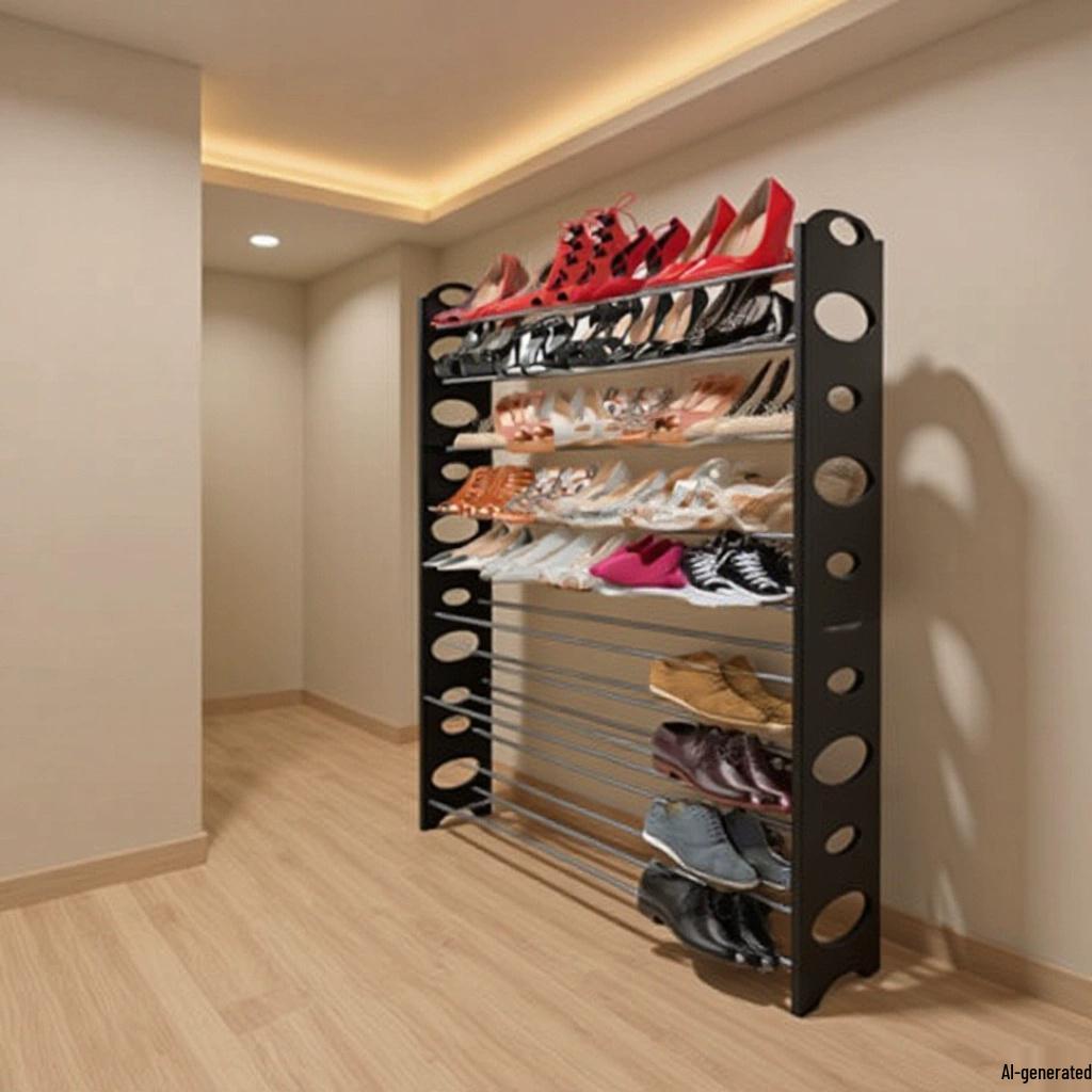 

Jiayouxin 10-Layer Dustproof Shoe Rack, 50-Pair Capacity, Home Storage Side Panel Assembly чёрный