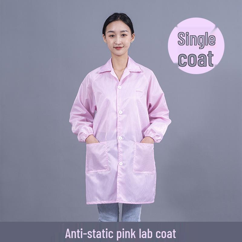 Unisex Striped Antistatic Lab Coat for Dust-Free and Static Protection