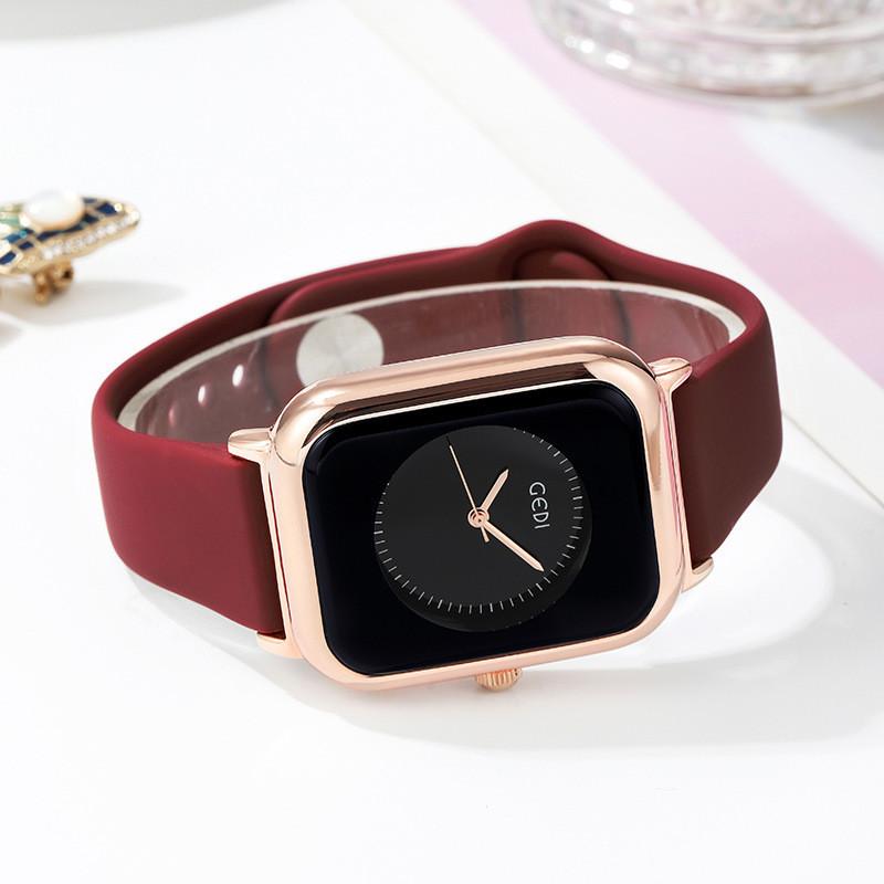 

Gadi Fashion Jelly Color Student Square Watch With Quartz Waterproof For Couples RedwithBlack