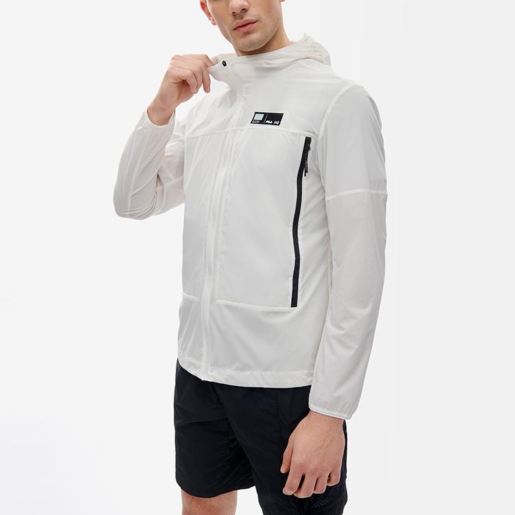Fila SS22 Athletics Letter Print Sports Casual Woven Jacket Men Jacket Cloud-White A11M221710FWT