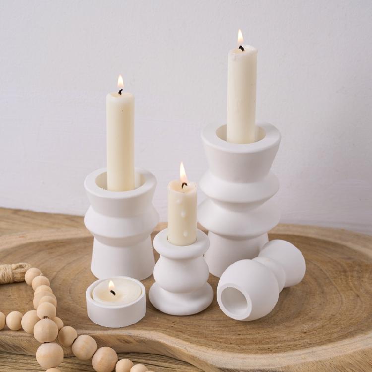 Nordics Style Candle Holder Silicone Molds Roman Pillar Candlestick Mould Craft Supplies Casting Molds