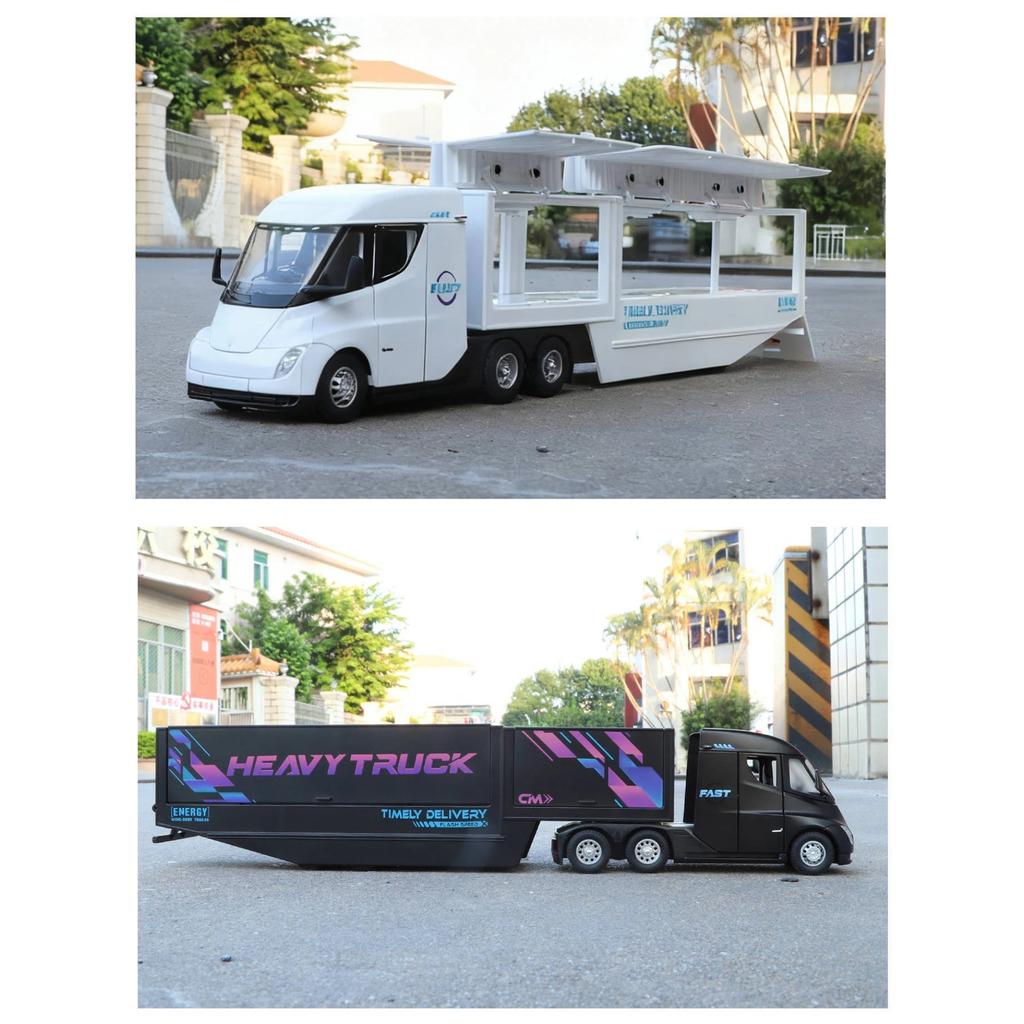 1/32 Semi Container Truck Transport Vehicle Truck Alloy Toy Car Model Sound and Light Children's Toy Collectibles Gift