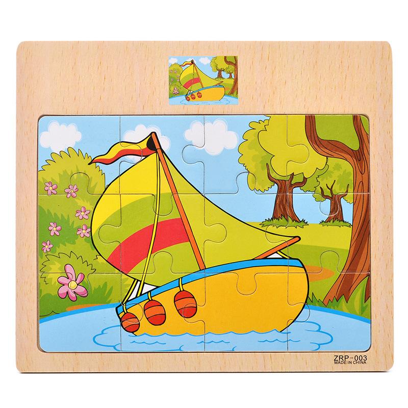 New Wooden 12 Piece Puzzle Puzzle Infant and Child Educational Early Education Toys Animal Traffic Wooden Puzzle Toys