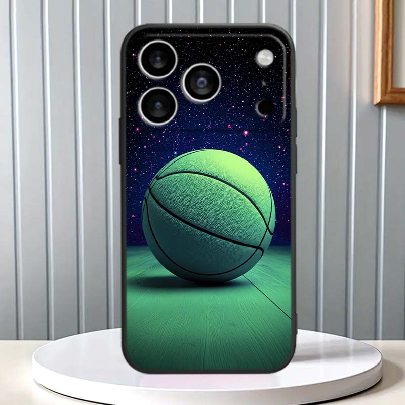 Sport Basketball Cool Für Apple iPhone 17 16 16E 15 14 13 12 11 Pro Max Plus Schwarz Weiches Silikon Handyhülle