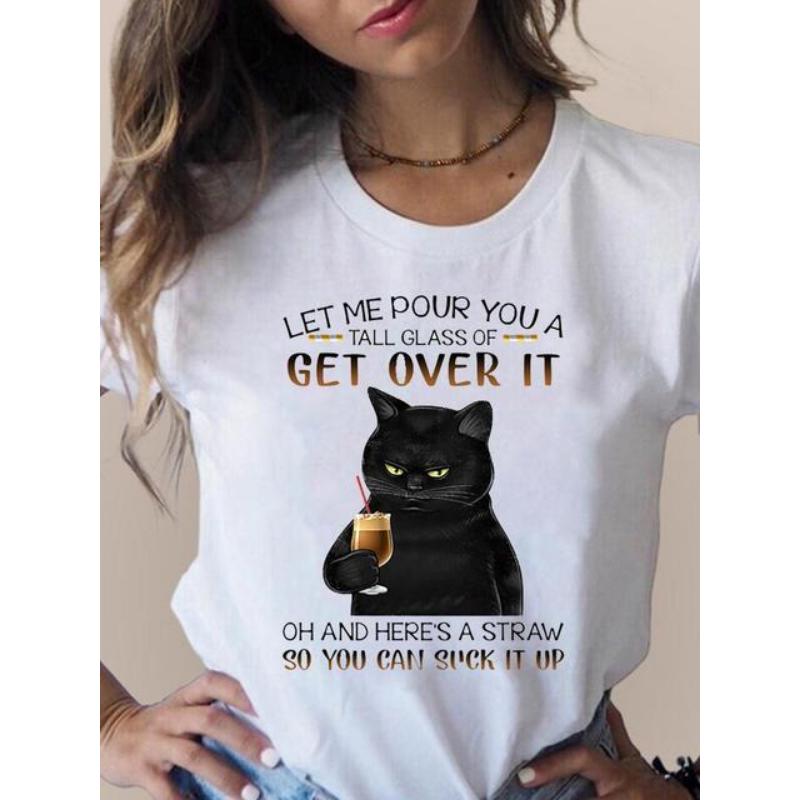 Imprimat T Moda 3D Pisică Tendință minunată Îmbrăcăminte pentru femei drăguță Haine cu mânecă scurtă Tricouri de vară Tricou grafic pentru femei