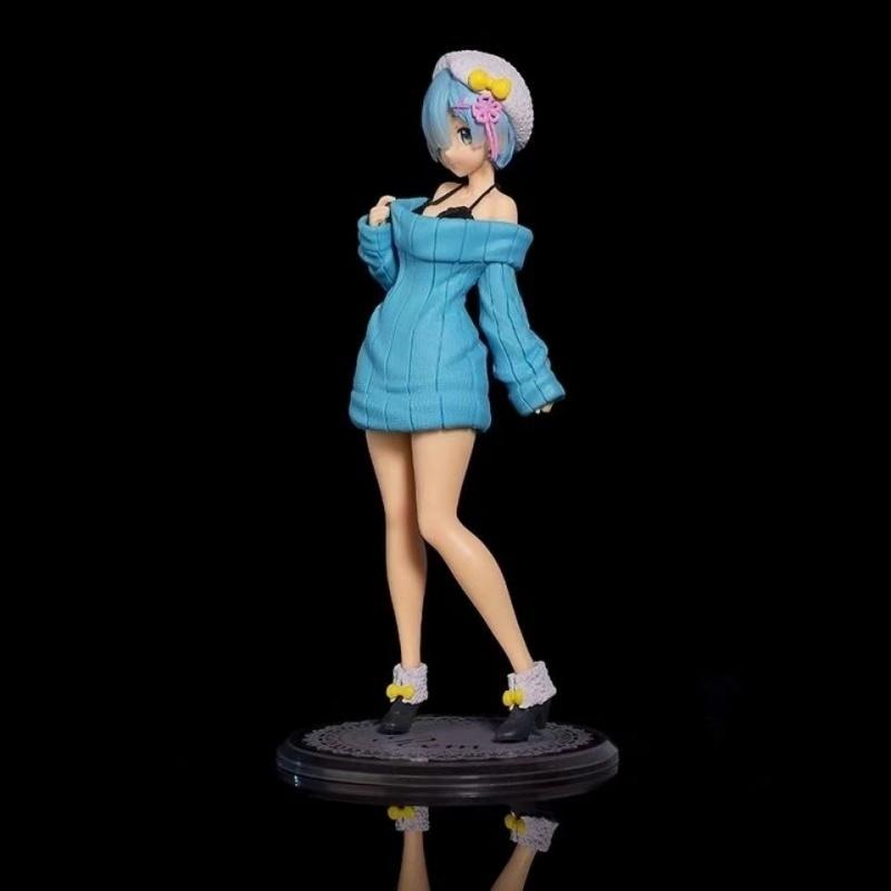 23cm Re:Suéter Figura Rem Zero Em Pé Modelo Anime Fofo Ornamentos de Mesa Pode Ser Colecionado Presente de Aniversário