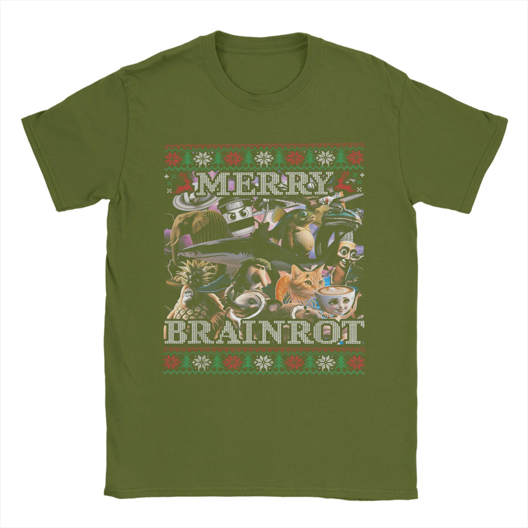 

Merry Brainrot Funny Italian Brainrot Christmas 2025 T-Shirt Mens Street Style Pure Cotton T Shirts O-Neck Tees Oversize Tops 4XL