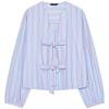 Zaprha 2025 New Arrival French Fashionable Bow Decorated Poplin Long Sleeves Round Neck Loose Shirt Female 0387074