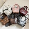 Rivet Shoulder Bags American Style PU Leather Tote Bag Large Capacity Commuting Handbag Messenger Causal Crossbody Commuter Bag