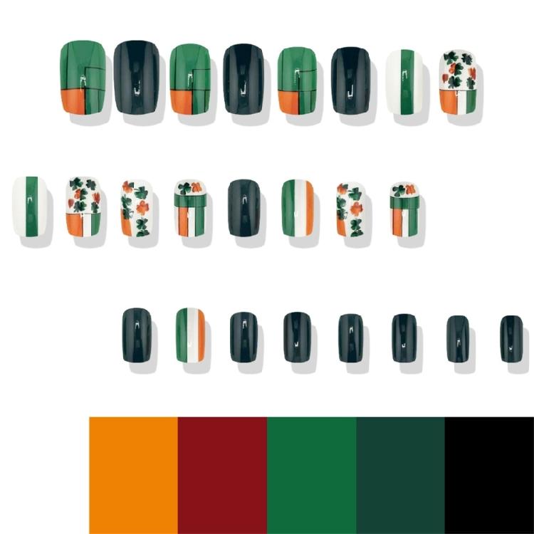 Medium False Nail With Green Shamrock Theme Press on Nail Manicure Nail Art Decors For Holiday And Special Occasion