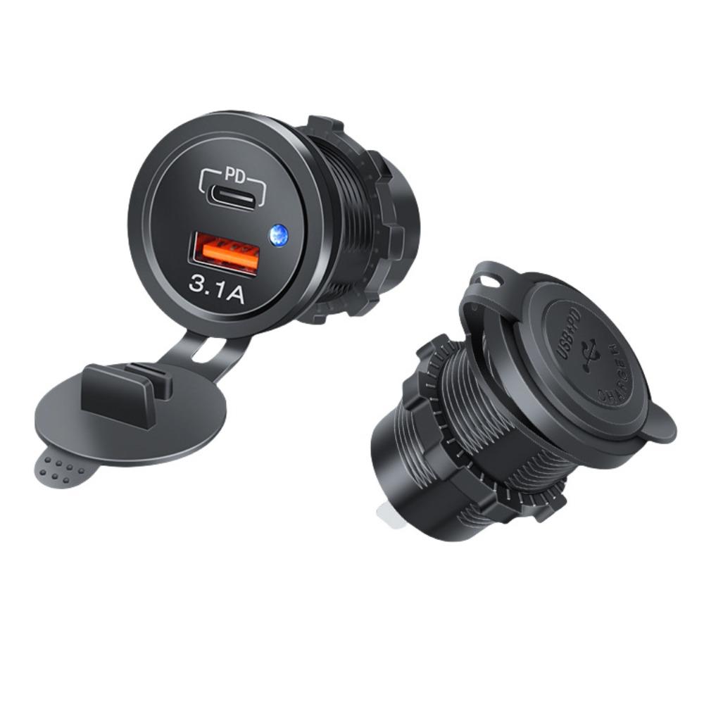 

Светодиодный автомобильный зарядник Быстрый адаптер розетки питания PD USB-выход Грузовик PD+3.1A