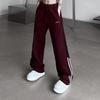 Pantaloni della tuta oversize da donna Harajuku a righe rosso vino primavera autunno vita elastica hip hop streetwear jogger sportivi casual