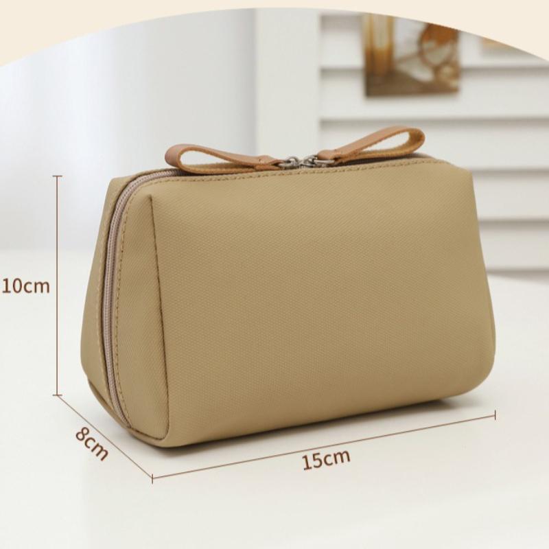 Solid Color Leather Women Makeup Bag Pouch Girl Zipper Cosmetic Pouch Storage Bag Portable Lipstick Toiletry Bag Organizer Case