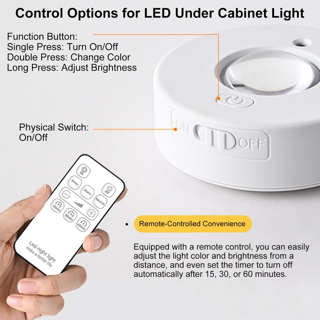 Magnetic LED Cabinet Light, Under Cabinet Lights with Remote, Type-C Rechargeable Cat Eye Lights Dimmable & Color Temperature