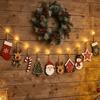 10Pcs Candy Cane Wooden Pendants Santa Claus Wall Party Holiday Decorations  Xmas Tree Decor