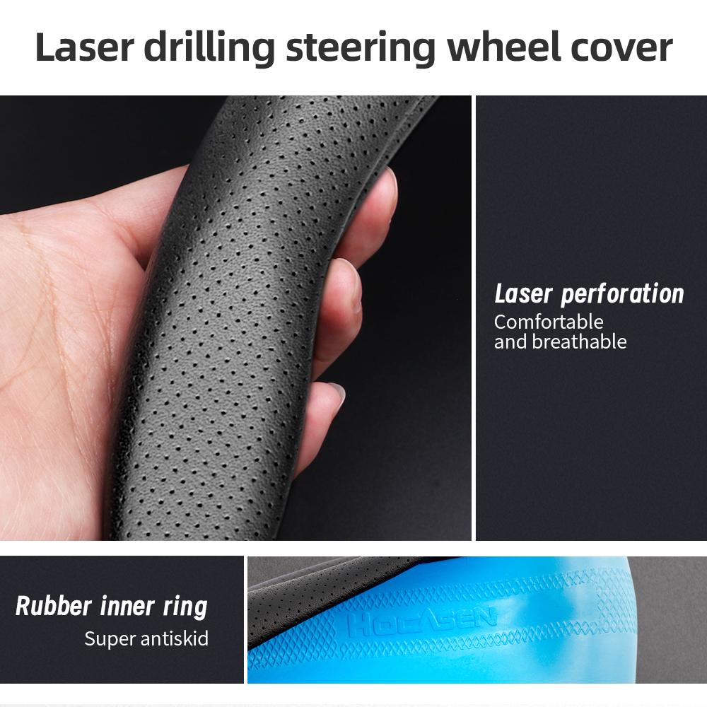 ZKMD1 Suitable for Renault Ultra-Thin Breathable Leather Steering Wheel Cover Suitable for Megane 3 2 4 Clio4 5 Captur Trafic