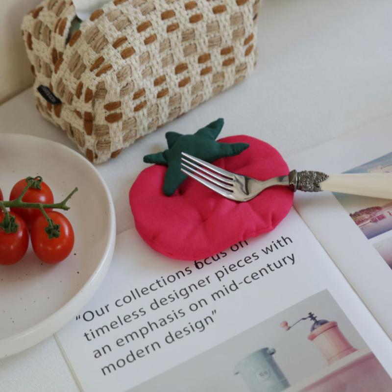 Tomato Shape Coasters, Cotton Filling, Insulated Heat Resistant Coffee Coasters, Table Decoration