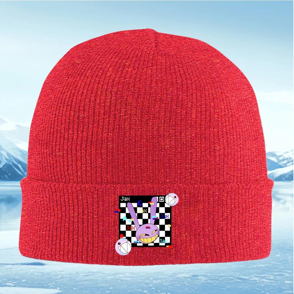 Smiling rabbit face and black white squares Unisex Women Unisex Knitted Hat Beanie Pullover Cap Winter Thermal Warm Christmas Outdo