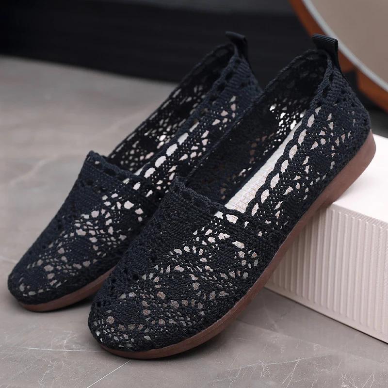 Fashion women's shoes  casual sneaker Lace Mesh Hollow Out Fashion Trendy Elegant Comfortable Flat women's summer shoes